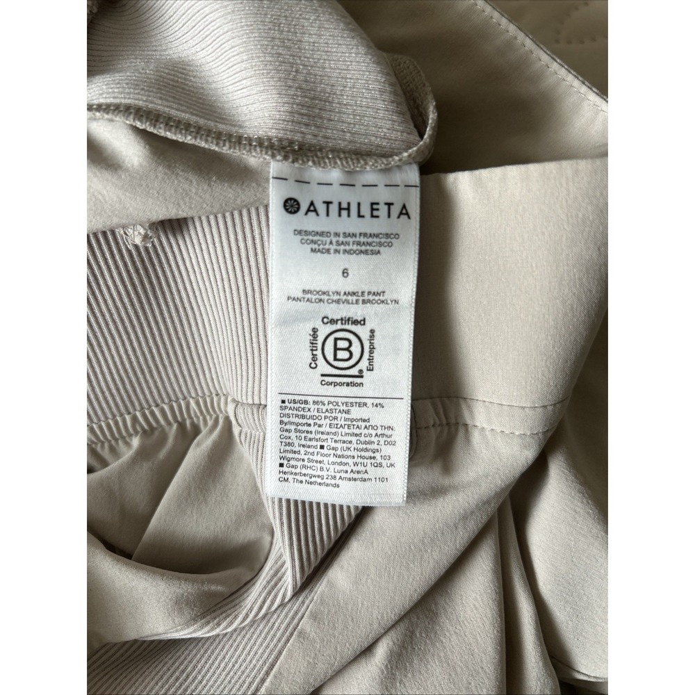 Athleta Brooklyn Ankle Pants Womens 6 Beige Zip Pockets Elastic Waist NWOT - Picture 9 of 11